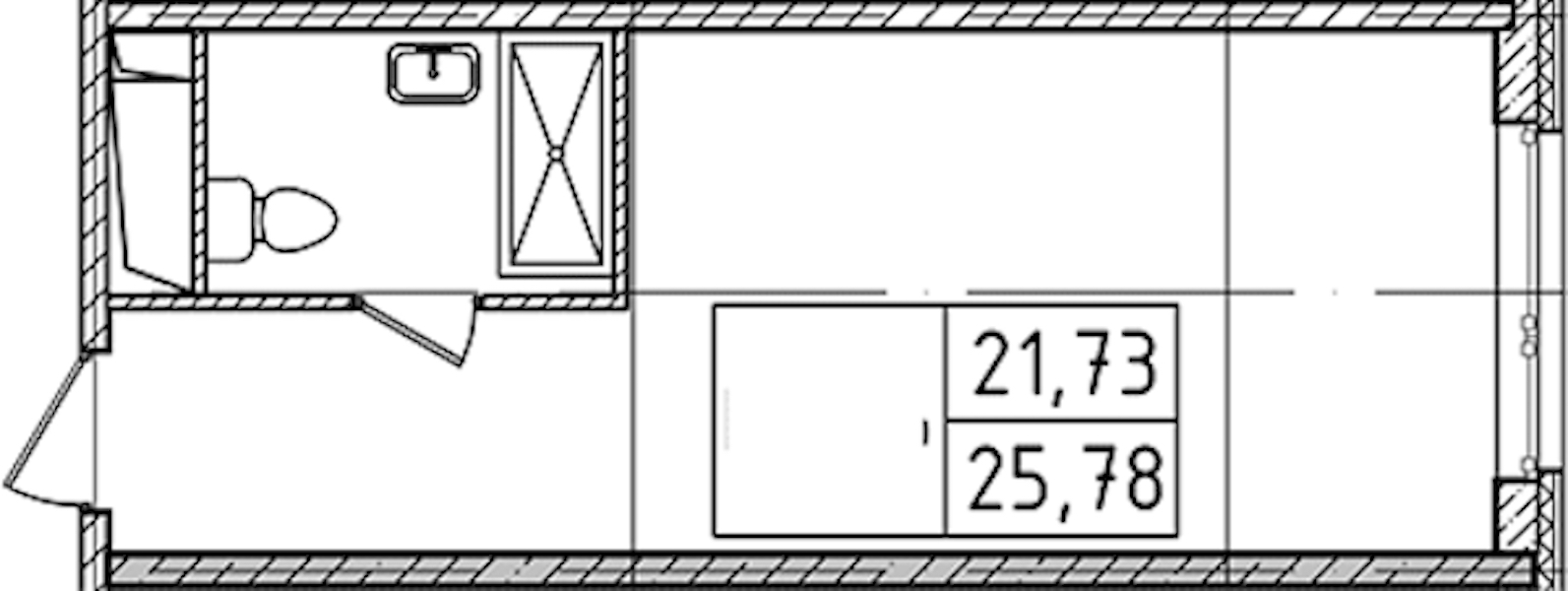 Квартира студия 25.78 м², 14/14 эт., Комплекс апартаментов «Ladozhsky Avenir»